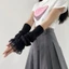 Găng tay cổ tay dài GUSTAVA, Găng tay dệt kim ấm tay không ngón, phong cách Nhật Bản Đen trắng Tay áo giả Găng tay khuỷu tay cho Y2k Spice Girls