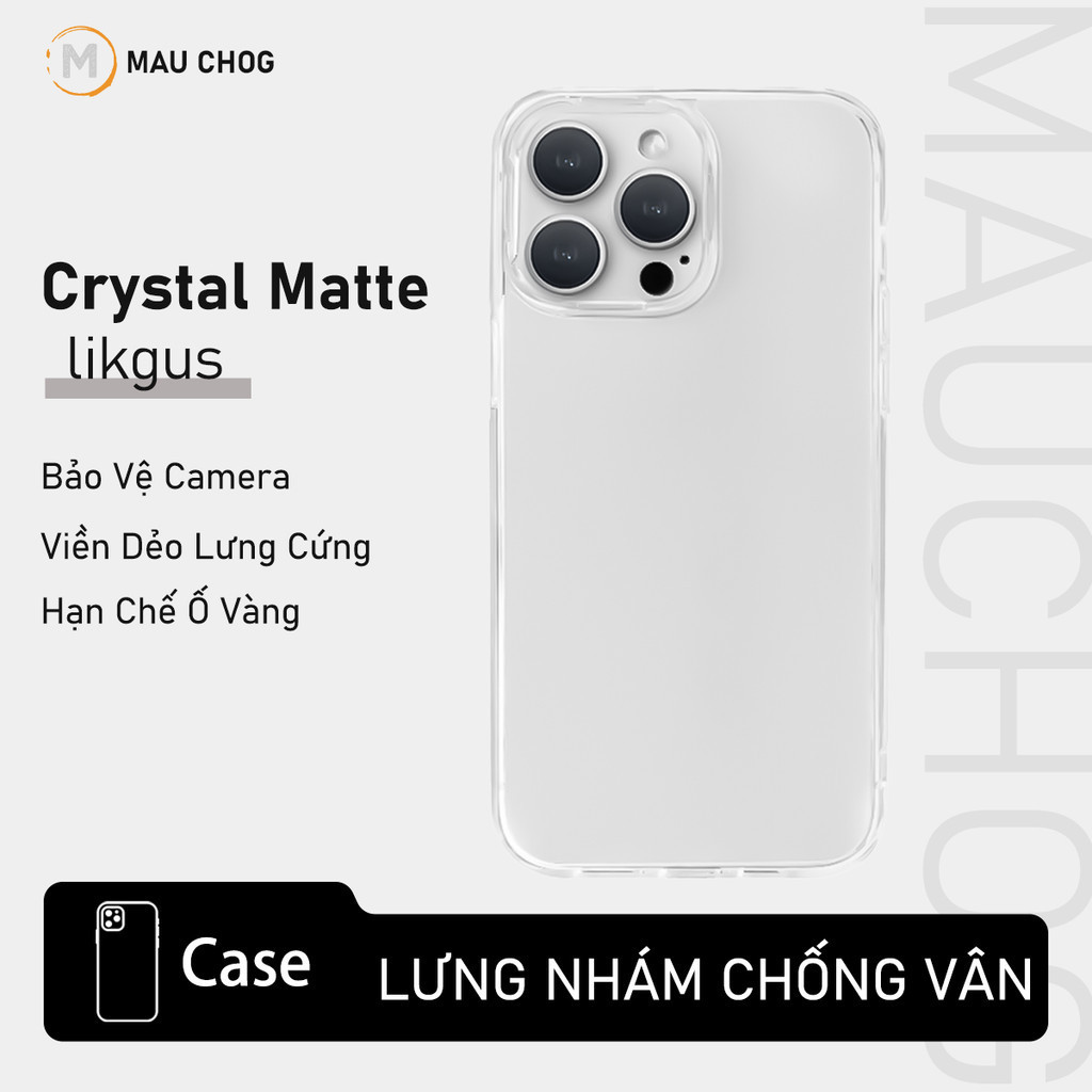 Ốp Nhám Mờ Chống Vân Tay Likgus Chống Sốc Bảo Vệ Camera  Cho Điện Thoại iPhone 17 Pro Max 16 15 14 13