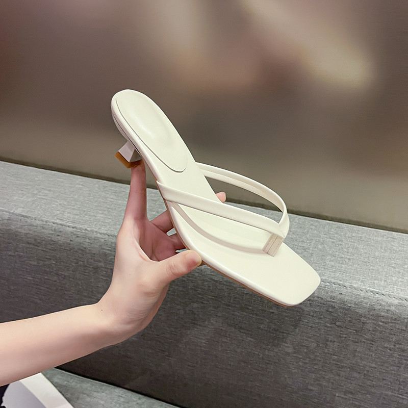 Dép nữ Med gót chân Pinch Dép nữ có dây đeo hẹp và ngón chân mèo con Mules Dép xỏ ngón thanh lịch Giày mùa hè nữ