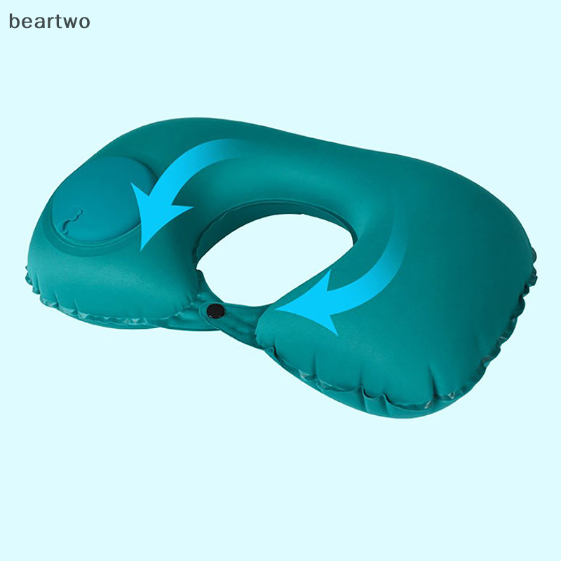 < Beartwo > Du lịch bơm hơi hình chữ U Đệm hỗ trợ cổ không khí di động Máy ép ngủ thoải mái để bơm hơi Đẹp