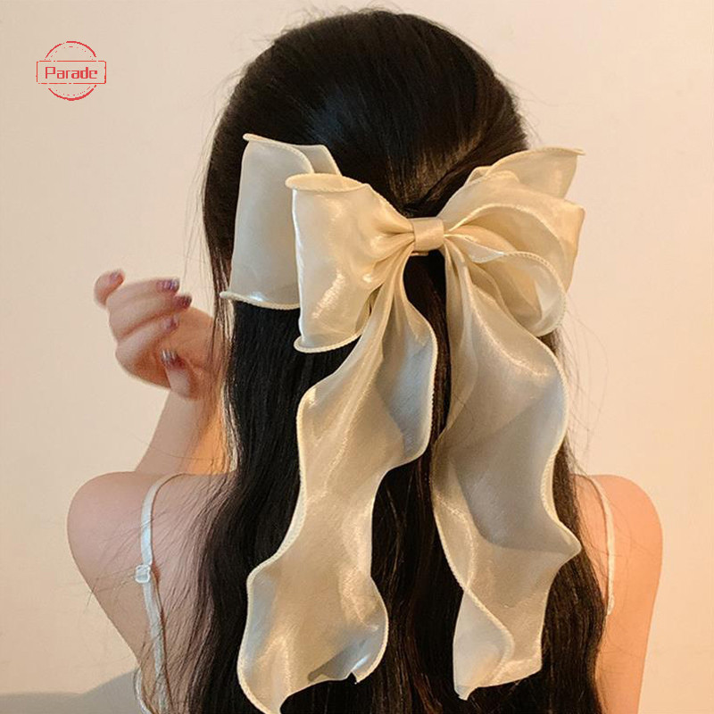 Lưới diễu hành Barrette Nơ Ruy Băng Kẹp Tóc Ngọt Ngào Nhẹ Nhàng Nữ Tính Mặt Sau Của Siêu Cổ Tích Kẹp Tóc Thời Trang Cao Cấp Mũ Phụ Kiện VN