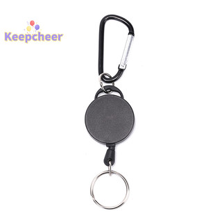 [Keepcheer] Dây thép cuộn màu đen có thể thu vào Dây đai giật Vòng chìa khóa Giá đỡ huy hiệu [Mới]
