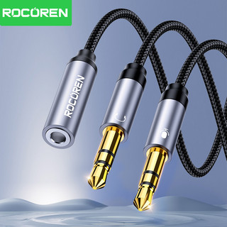 Cáp Âm Thanh Rcoren HIFI 3.5 Mm 2 TRONG 1 Nam Đến 2 Cổng Nữ Aux Adapter Cáp Mic Âm Thanh Y Bộ Chia Dây Vải Bện Tai Nghe Cho PC