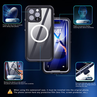 [Redpepper] IP68 Waterproof Magnetic Case For iPhone 16 15 14 13 Pro Max Plus Cover Diving Underwater Swim Outdoor Sports