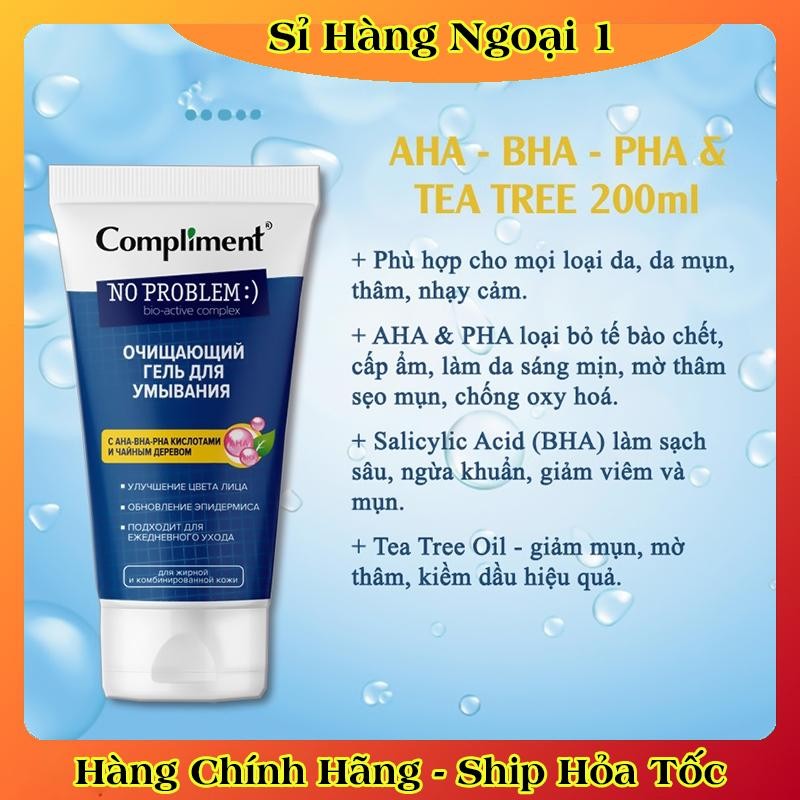 [DATE MỚI] Gel rửa mặt BHA Compliment No Problem làm sạch sâu, giảm viêm & mụn 200ml - HÀNG NGA