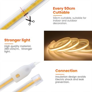 Đèn LED dải 5M COB 12V 24V 220V RA90 Độ sáng cao COB Băng thanh linh hoạt Ruy băng có thể điều chỉnh độ sáng tuyến tính cho phòng Sân vườn Khách sạn Giáng sinh Trang trí xung quanh nhà