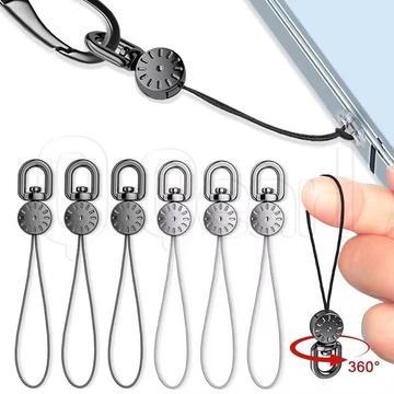 Dây buộc điện thoại xoay 360 độ bằng kim loại - Dây treo điện thoại di động đa chức năng - Phím đĩa Flash USB Pendent - Phụ kiện dây điện thoại - Dây điện thoại có thể treo màu đen