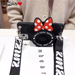 Có Ví Cho iPhone 16 15 14 8 7 6 6S Plus iPhone 16 15 14 13 12 11 Pro Max Xs Max XR X SE 2020 2022 Vỏ Điện Thoại Mềm 3D Camera Mickey Minnie Có Dây Buộc