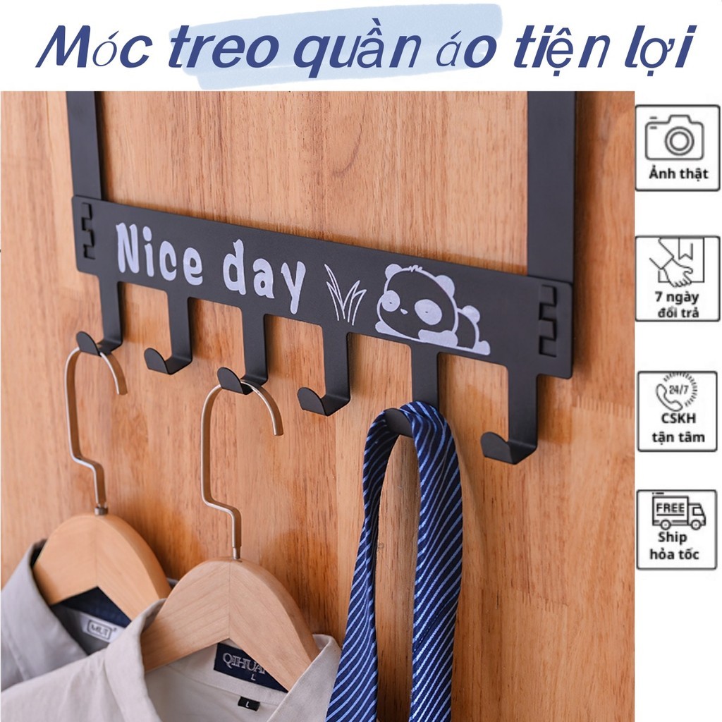 Móc treo đồ, treo quần áo sau cửa Nice Day màu đen bằng thép chống gỉ FE123