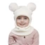 IAPPORTUNIA Khăn quàng cổ một mảnh, Mũ Balaclava dễ thương cho trẻ em, Quả bóng đôi mùa thu đông Bảo vệ tai Pompom Ball Mũ len