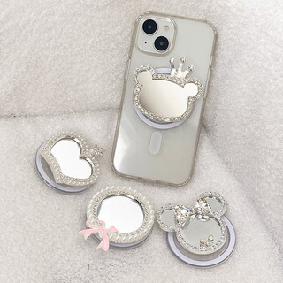 Sliver Phim Hoạt Hình Gương Tròn Từ Tính Giá Đỡ Điện Thoại Cho IPhone 16 15 14 13 12 Pro Max 14 Plus Có Thể Gập Lại Pop Ring Grip Co Giãn Để Bàn Đứng