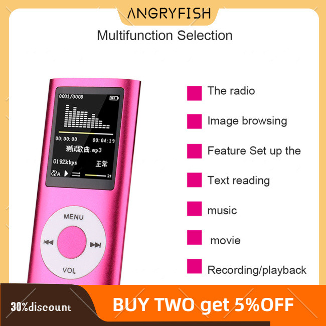 Angryfish Máy nghe nhạc Mp3 1,8 inch Chơi nhạc với Fm Radio Video Ebook ...