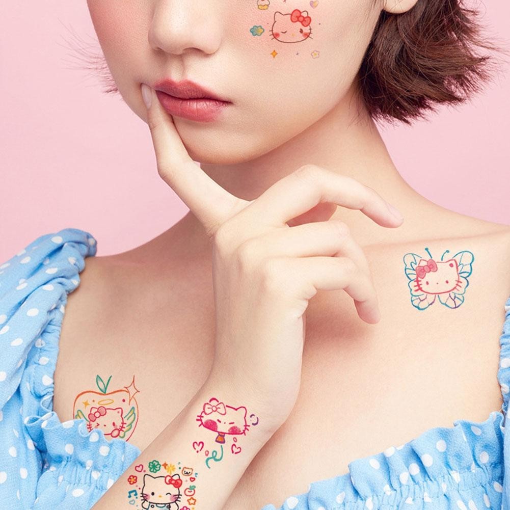 Hình Xăm Hoạt Hình Dán Kawaii Sanrio Hello Kitty Hình Xăm Chống Thấm Nước L6z7