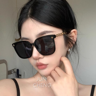 Phiên Bản Hàn Quốc Của Thời Trang Vuông Khung Lớn Dây Xích Chân Ngôi Sao Kính Mát Dành Cho Nữ UV Cao Cấp Bóng Mắt