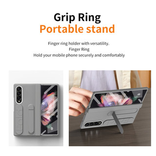Skin Feel Matte Silicone Dành Cho Samsung Galaxy Z Fold6 5G Fold 6 5 4 3 5G PC Dây Đeo Tay Dây Đeo Cổ Tay Chân Đế Chống Vân Tay Bao