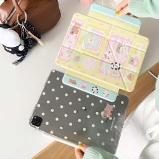 Vỏ Có Thể Tháo Rời Cho Mini6 Mini7 IPad 5 6 7 8 9 10th Air2 Air3 Air4 Air5 Air6 10.9 "Pro10.5 Pro11 Pro12,9 2018 Air M2 Pro M4 11 13 2024 Bao Da Họa Tiết Chó Con Màu Vàng