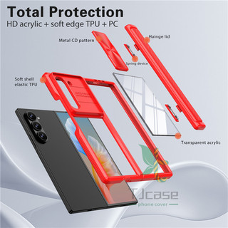 Vỏ máy ảnh ống kính trượt lai Samsung Galaxy Z Fold 6 Z Fold 5 Z Fold 4 Bản lề tự động phục hồi toàn diện Vỏ bảo vệ