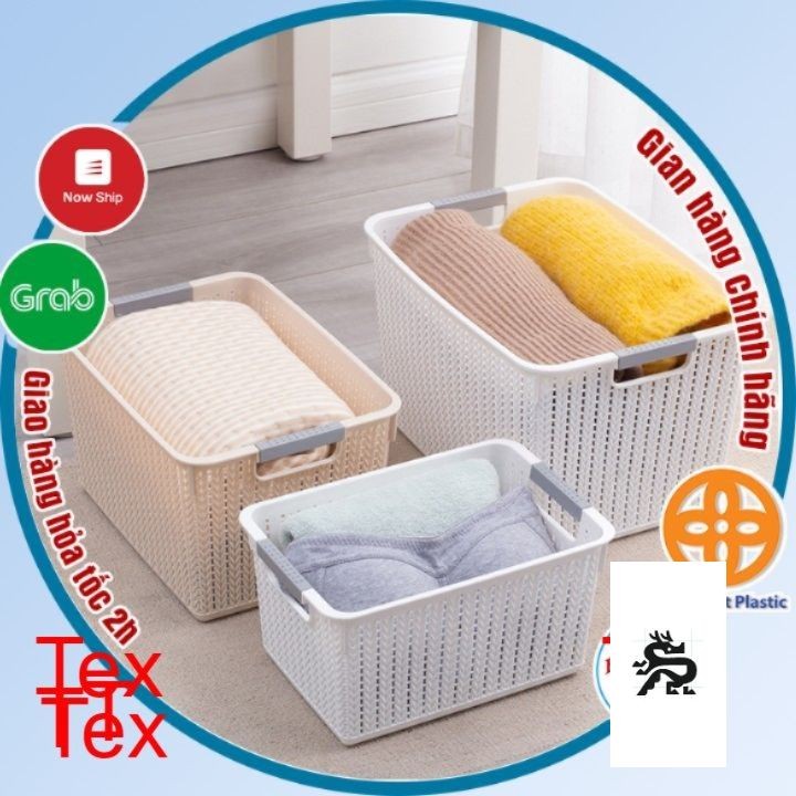 Combo 2 Rổ đan mây đựng đồ đa năng size Trung (3415-2) Việt Nhật -Giỏ đan đựng quần áo, dụng cụ nhà bếp br01262