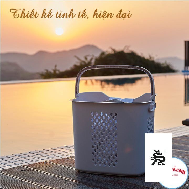 Giỏ caro cao, giỏ đựng đồ đa năng có quai xách nhựa Việt Nhật, Giỏ đựng quần áo thiết kế hiện đại (MS:3373)-Buônrẻ 01242