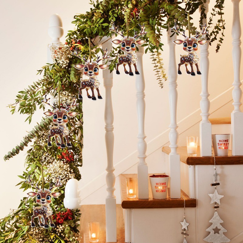 1-5 Cái Đồ trang trí treo cây Giáng sinh - Mặt dây chuyền ông già Noel nai sừng tấm Giáng sinh - Đồ dùng trang trí sân vườn dự tiệc tại nhà - Acrylic, Dễ thương, Hoạt hình, Đa phong cách