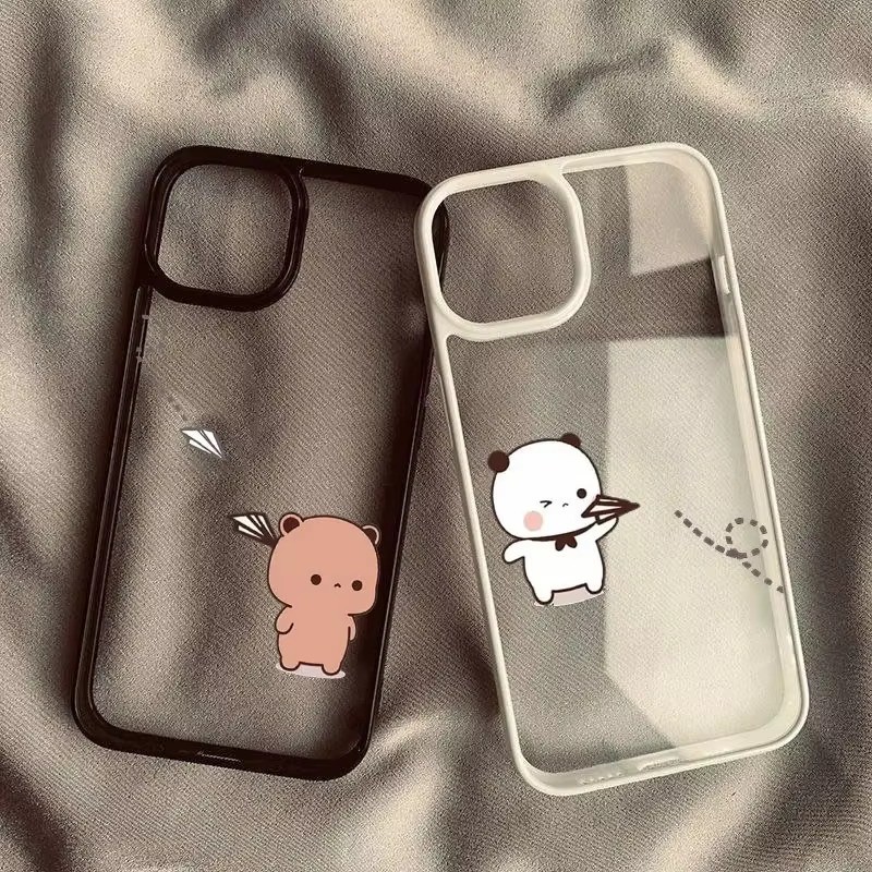 Ốp điện thoại cặp đôi hoạt hình dễ thương Bubu Dudu cho iPhone 16 15 Pro Max 11 13 14 12 Pro 16e iPhone 7 8 Plus XS X XR SE2022 Vỏ chống sốc cứng trong suốt đáng yêu