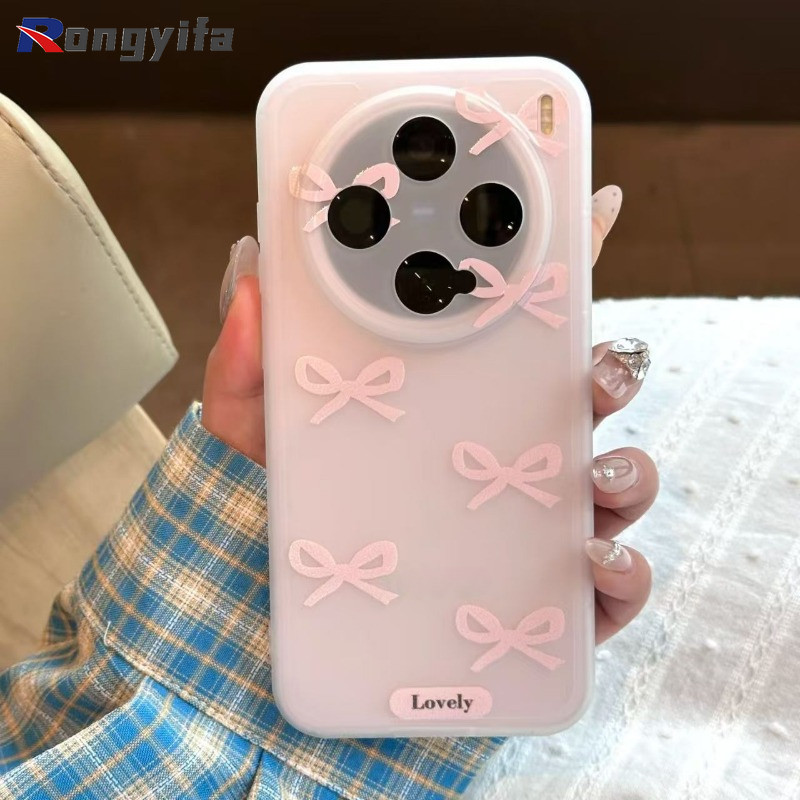 Ốp Điện Thoại Sương Mù Nơ Cho Xiaomi 15 15S 14 13 12 Mi 11 10S Pro Ultra Lite 9T 8 6 Mix 4 2S Civiv 5 4 Pro 3 2 1 1S Ốp Lưng Mờ Hoạt Hình Dễ Thương Mờ Chống Sốc Vỏ mềm