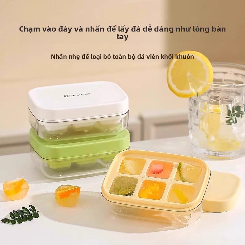 Khay làm đá silicon có nắp, cấp thực phẩm, dễ lấy đá, dùng tại nhà, hộp đá tiện dụng
