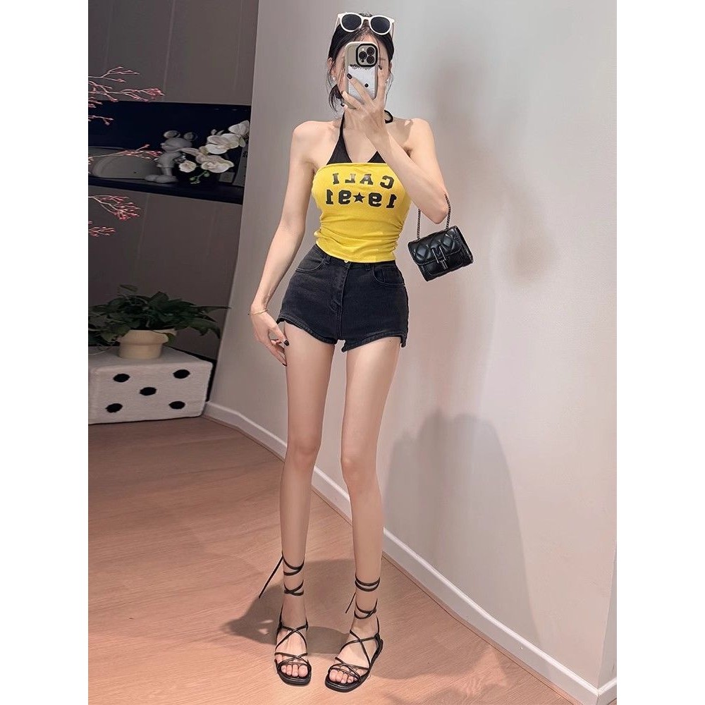 Milyfashion Bộ Quần Áo Nữ Two-Piece Có Miếng Lót Ngực và Màu Sắc Đối Lập, Dây Buộc Cổ