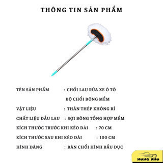MOTEX Chổi Rửa Xe Ô Tô Cán Dài Có Thể Kéo Dài Sợi Lau Bông Mềm Chổi Dài
