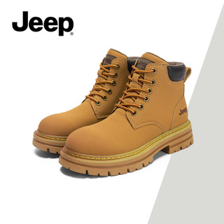 Giày bốt công sở màu vàng mới của JEEP - Mid-Cut, Đế dày, Phong cách Martin, Hàng hóa ngoài trời, Thu đông, Giày bốt ngắn hợp thời trang, Chống nước, Chắc chắn