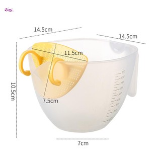 Bát trộn có tay cầm Bát trộn trong suốt có đánh dấu đo để nấu nướng
