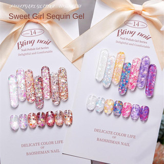 Baoshiman Sweet Girl Sequin Gel Móng Tay Siêu Flash Phong Cách Hàn Quốc Lớn Lấp Lánh Quang Trị Liệu Keo Móng Tay Nghệ Thuật Làm Móng Tay Cho Tiệm Làm Móng Tay