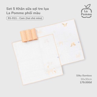 La pomme SS2025 K001 Set 5 Khăn sữa sợi tre lụa La Pomme phối màu (30x30cm) T7.3