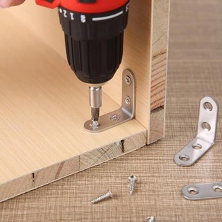 Nẹp góc hình chữ L bằng thép không gỉ - Giá đỡ góc phải 90 độ có vít - dành cho kệ gỗ, ghế, bàn, 10 / 20 / 30 / 50 bộ