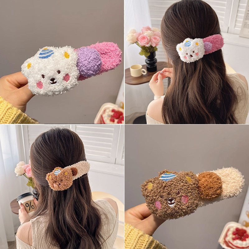 Kẹp tóc gấu mỏ vịt dễ thương, sang trọng - Phụ kiện tóc không để lại dấu vết