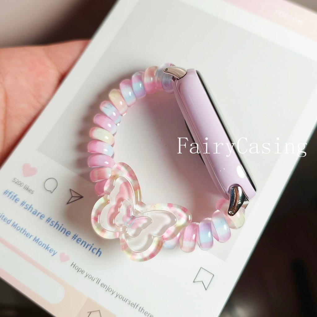 Dây đeo đầu bướm chuyển màu cho Xiaomi Band 10 9 8 Pro 7 6 5 4 3 Brecele đàn hồi cho Mi Band 8 9 Active Watchband