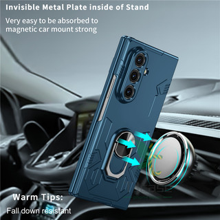 Mecha Armors Giá đỡ nhẫn xoay được Vỏ bọc Samsung Galaxy Z Fold 7 6 5 4 3 2 Vỏ PC mờ