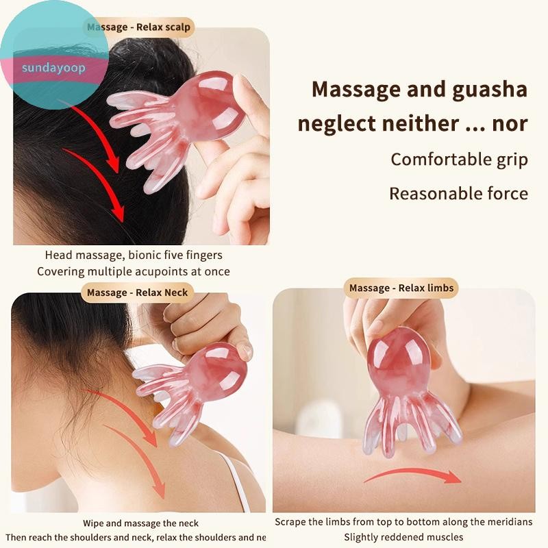 Sund Nhựa Bạch Tuộc Massage Lược Kinh Tuyến Cạo Da Đầu Massage Châm Cứu Gua Sha Lược Massage Giảm Mệt Mỏi Massage VN