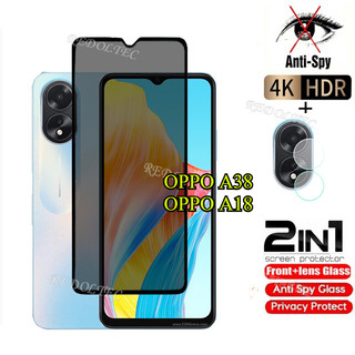 OPPO A38 A18 Kính Cường Lực Riêng Chống Gián Điệp Full Cover Bảo Vệ Màn Hình Chống Peek 2in1 Phim Riêng Tư + Bảo Vệ Ống Kính OPPO A18 A38