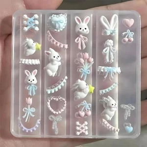 Ren Nơ Bunny 3D Khuôn Silicon Móng Tay Nghệ Thuật Trang Trí Móng Tay Thiết Kế DIY Khuôn Làm Móng Tay Silicon {VN}