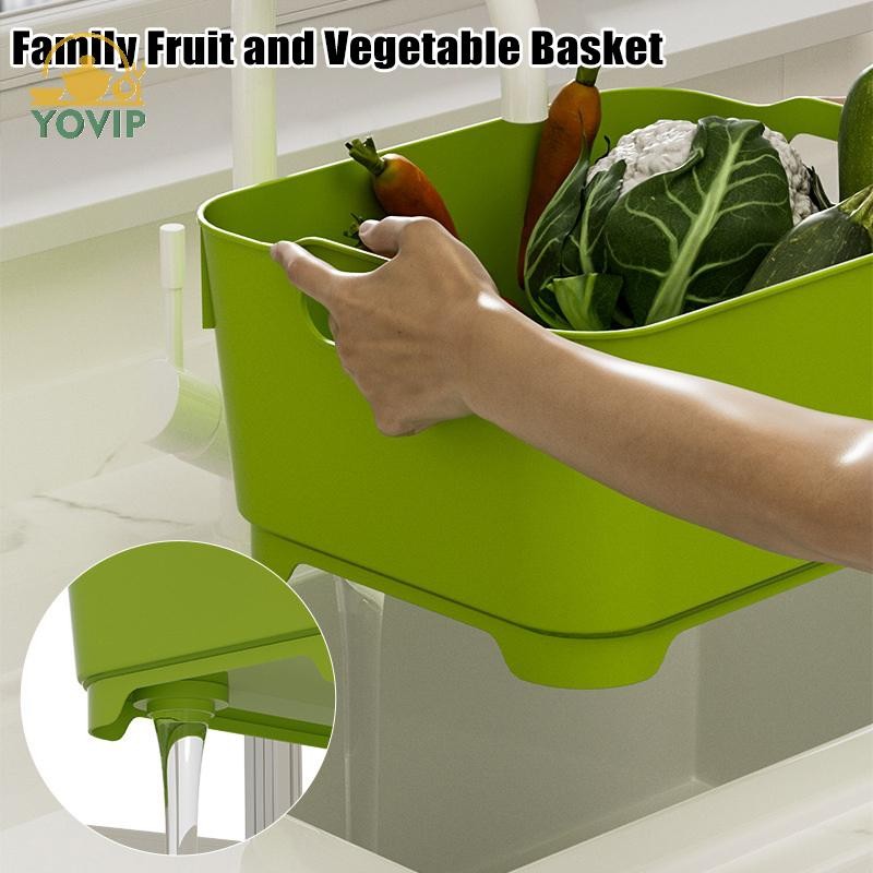 YOVIP Hộ Gia Đình Đơn Giản Di Động Trọn Bộ Giỏ Rửa Rau Nhà Bếp Giỏ Thoát Nước Dày Di Động Bồn Rửa Rau Giỏ Giặt VN