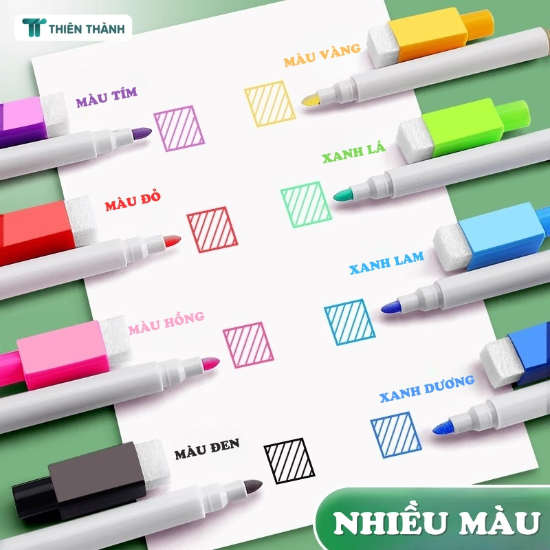 Bút Lông Viết Bảng Trắng Thiết Kế Có Nam Châm Mực Đậm Rõ, Lau Sạch Không Lem