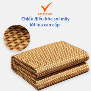 Chiếu điều hòa sợi mây lót lụa cao cấp - có chun cài 2 góc, hàng loại 1 mát thoáng