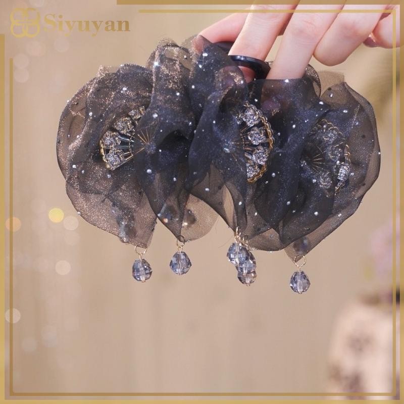 Tóc lưới Siyuyan dành cho nữ có kẹp đuôi ngựa zircon hình - Phụ kiện tóc cao cấp Việt Nam