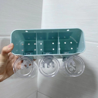 Kệ treo bàn chải Việt Nhật kèm 3 ly và miếng dán tường tiện lợi, sang trọng ms: 1347