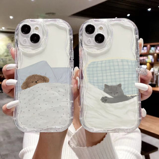 Ốp Lưng Dễ Thương Cho Samsung Galaxy S25 S24 S23 S22 Plus Ultra S24FE S23FE A55 A35 Ốp Lưng Điện Thoại Mềm Trong Suốt Ngủ Chó Mèo Cặp Đôi TPU Silicon Trong Suốt Hoạt Hình Chống Sốc