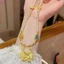 Mặt Dây Chuyền Handmade Phong Cách Dân Tộc, Giả Ngọc Đính Hạt, Màu Xanh - Vòng Cổ Dài VN