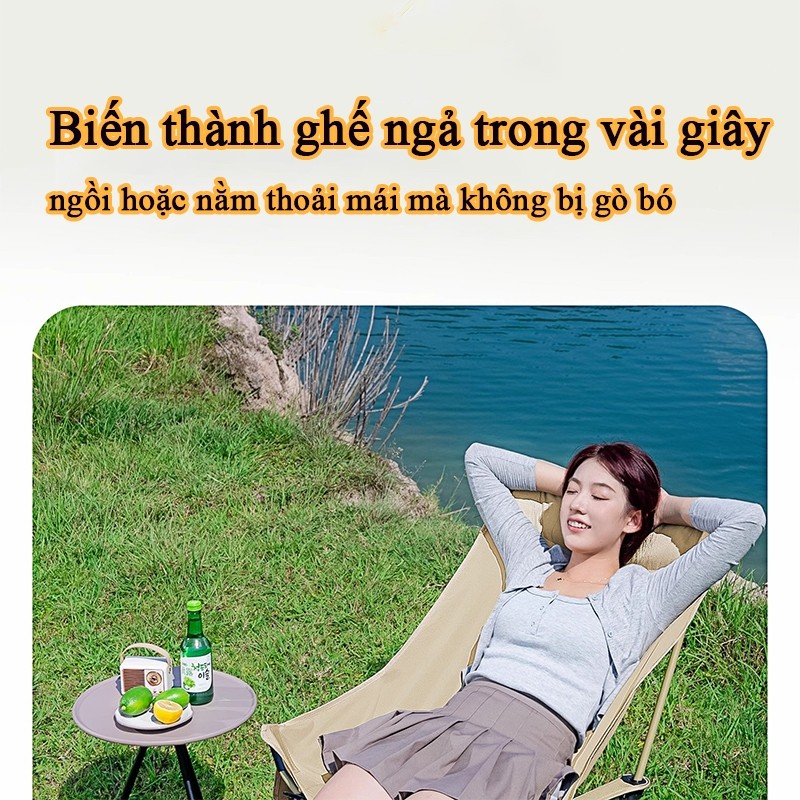 WTHB Outdoor Ghế cắm trại lưng cao gấp gọn Chịu lực 300kg điều chỉnh linh hoạt tiện mang đi Đi câu dã ngoại siêu