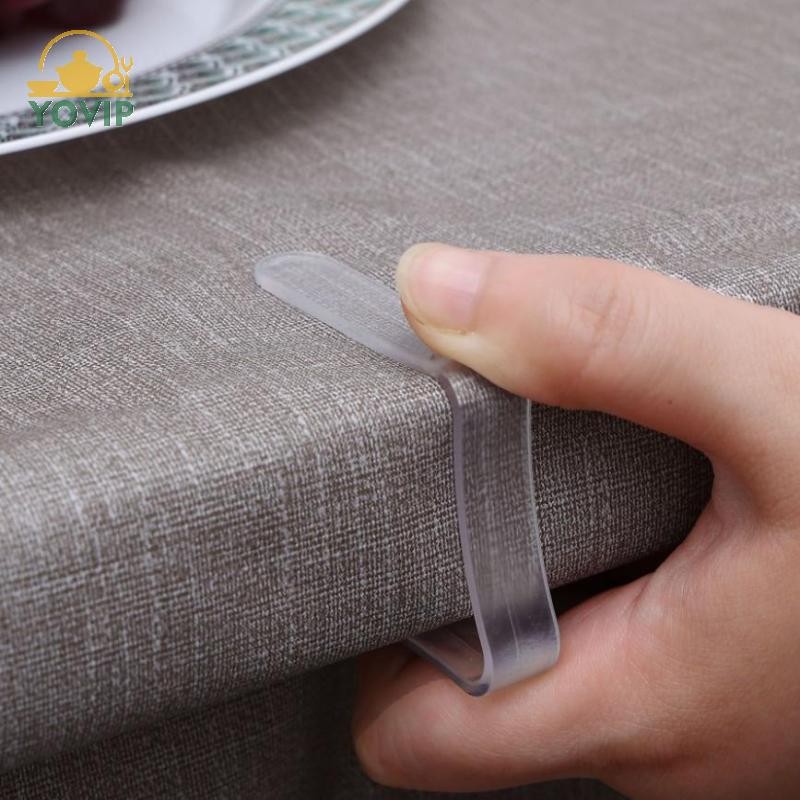 YOVIP 10 Chiếc Khăn Trải Bàn Trong Suốt Chống Trơn Trượt Cố Định Kẹp Khóa Hộ Gia Đình Góc Bàn Khăn Trải Bàn Kẹp Cố Định Khóa Nhựa VN