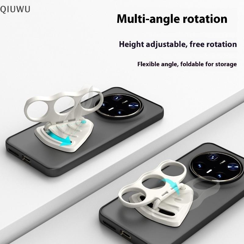 QIUWU Giá Đỡ Điện Thoại Di Động Có Thể Gập Lại, Lỗ Ngón Tay, Ổn Định
